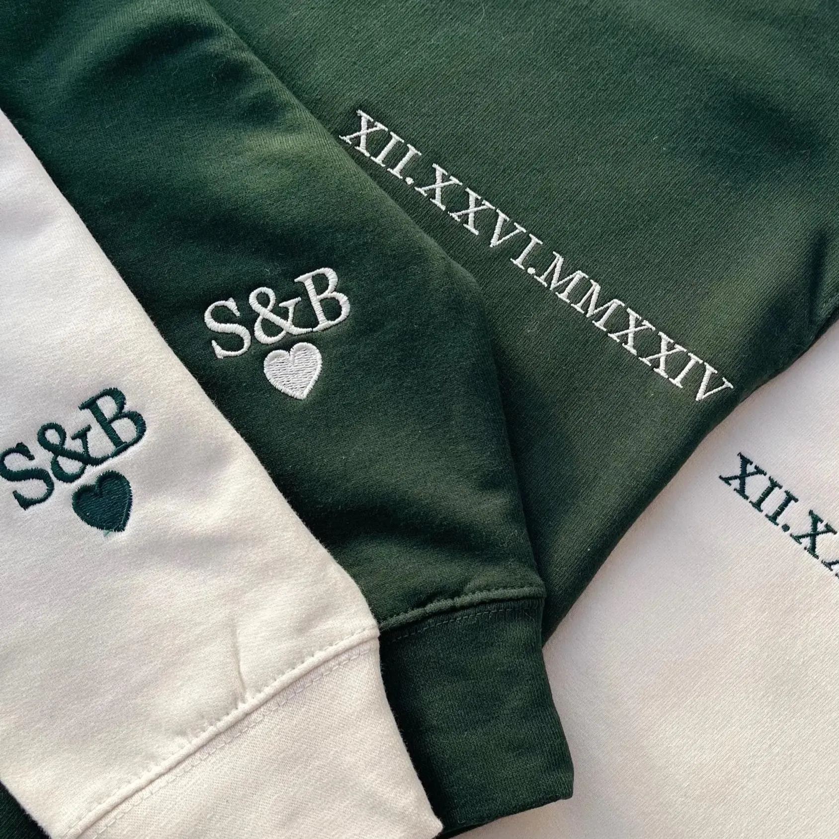 Personalized Anniversary Gifts for Couples, Custom Embroidered Sweatshirt/Hoodie Matching Wedding 1 - 50 Year for Him Her