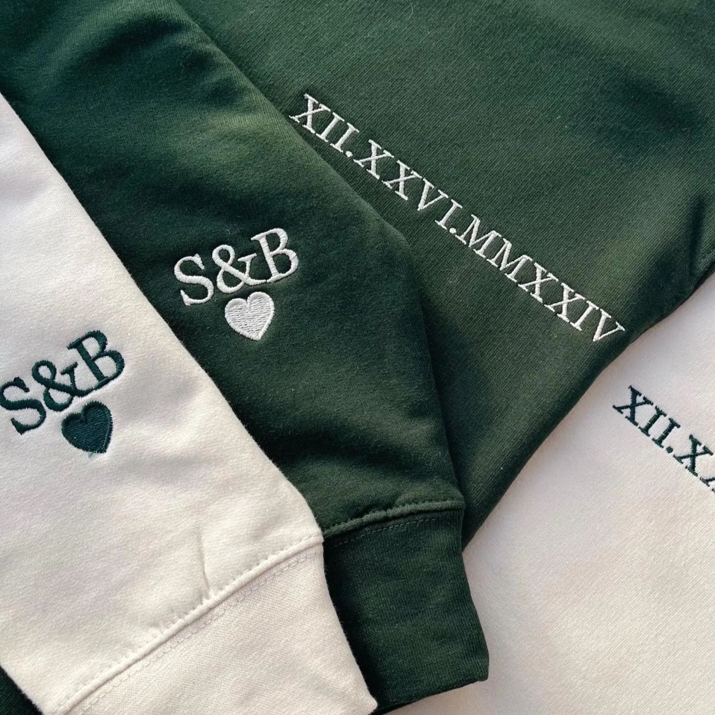 Personalized Anniversary Gifts for Couples, Custom Embroidered Sweatshirt/Hoodie Matching Wedding 1 - 50 Year for Him Her