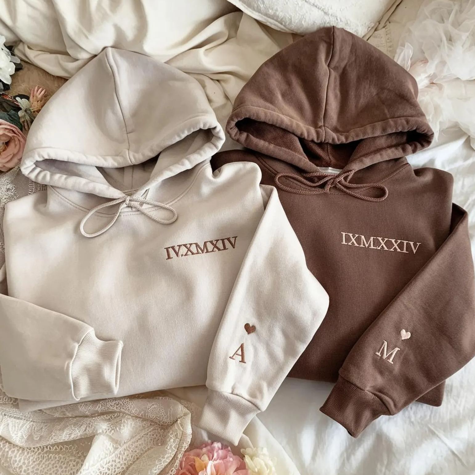 Custom Chest/Neck Embroidered Roman Numeral Matching Sweatshirt/Hoodie