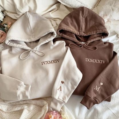 Custom Chest/Neck Embroidered Roman Numeral Matching Sweatshirt/Hoodie