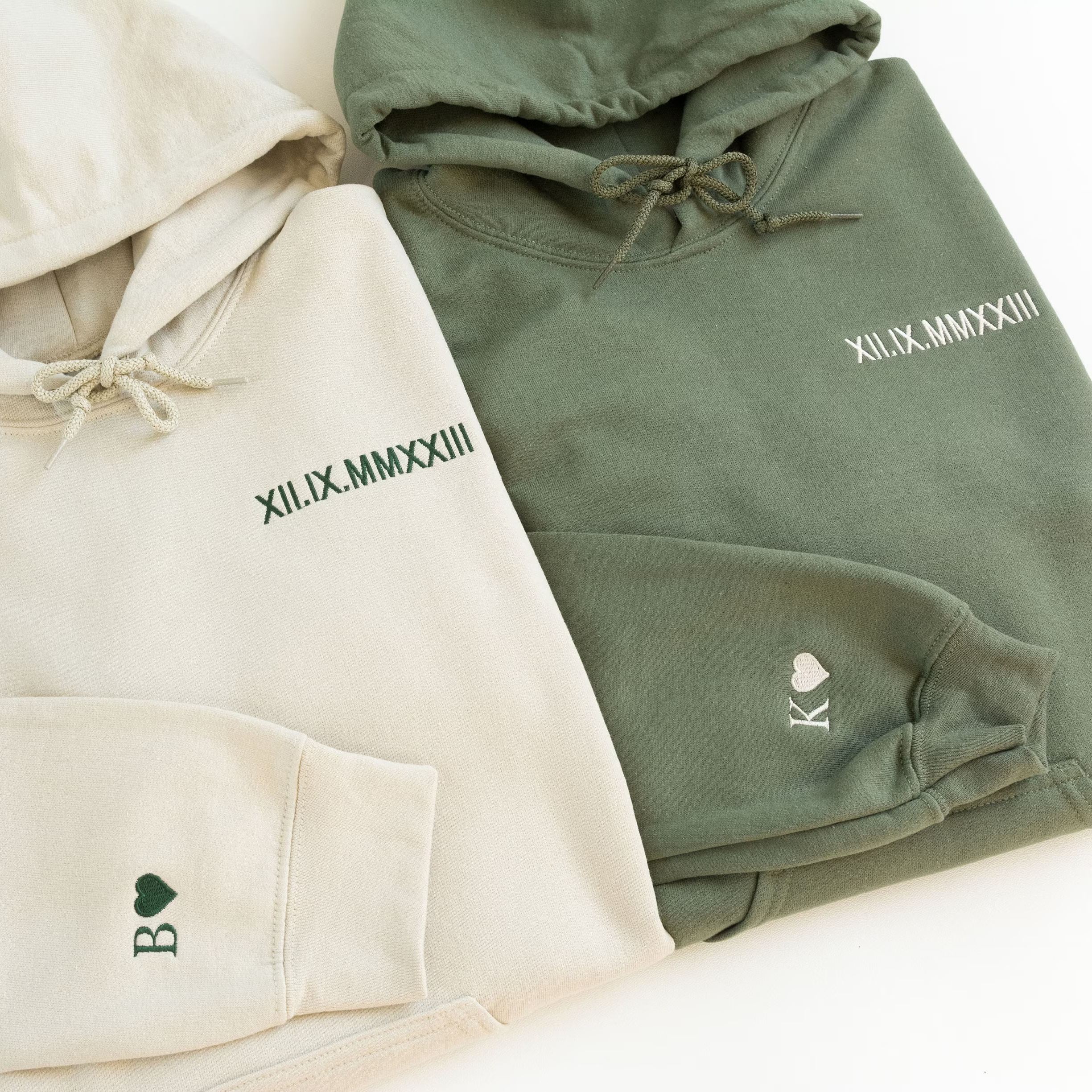 Custom Chest/Neck Embroidered Roman Numeral Matching Sweatshirt/Hoodie