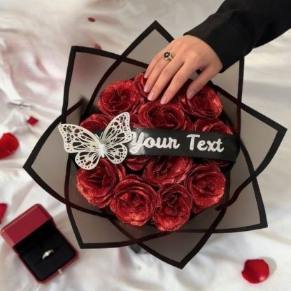 Red Glitter Rose Bouquet-Couple Glitter Everlasting Rose Bouquet (Never Wither)