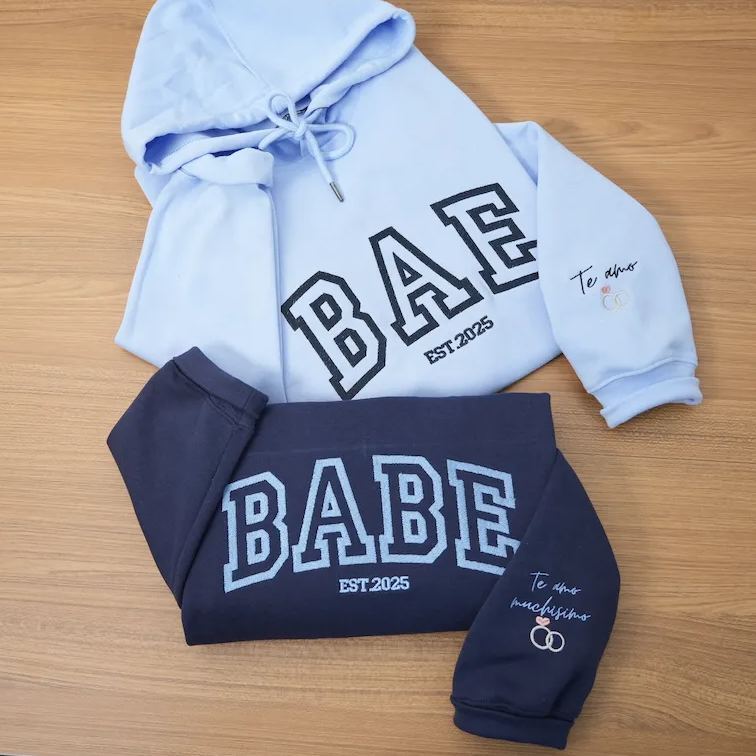 Custom Wifey and Hubby embroidered Hoodie-Personalized Couples Matching Sweatshirt