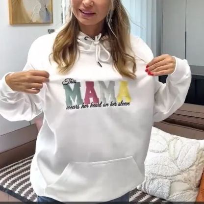 [Embroidery]Personalized Heart On Sleeve Embroidered Sweatshirt | A Thoughtful Gift For Mum & Grandma