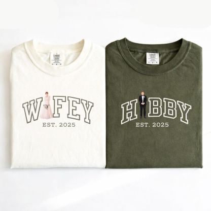 Personalized Embroidered Hubby and Wifey Sweatshirt or Hoodie