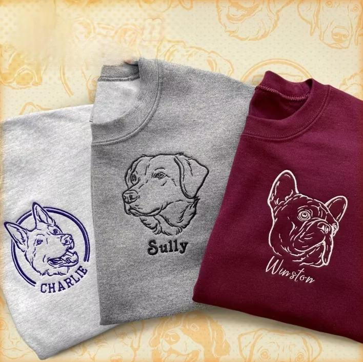 Custom Embroidered Dog Sweatshirt Pet Sweater Hoodie- Multiple Design Styles Available