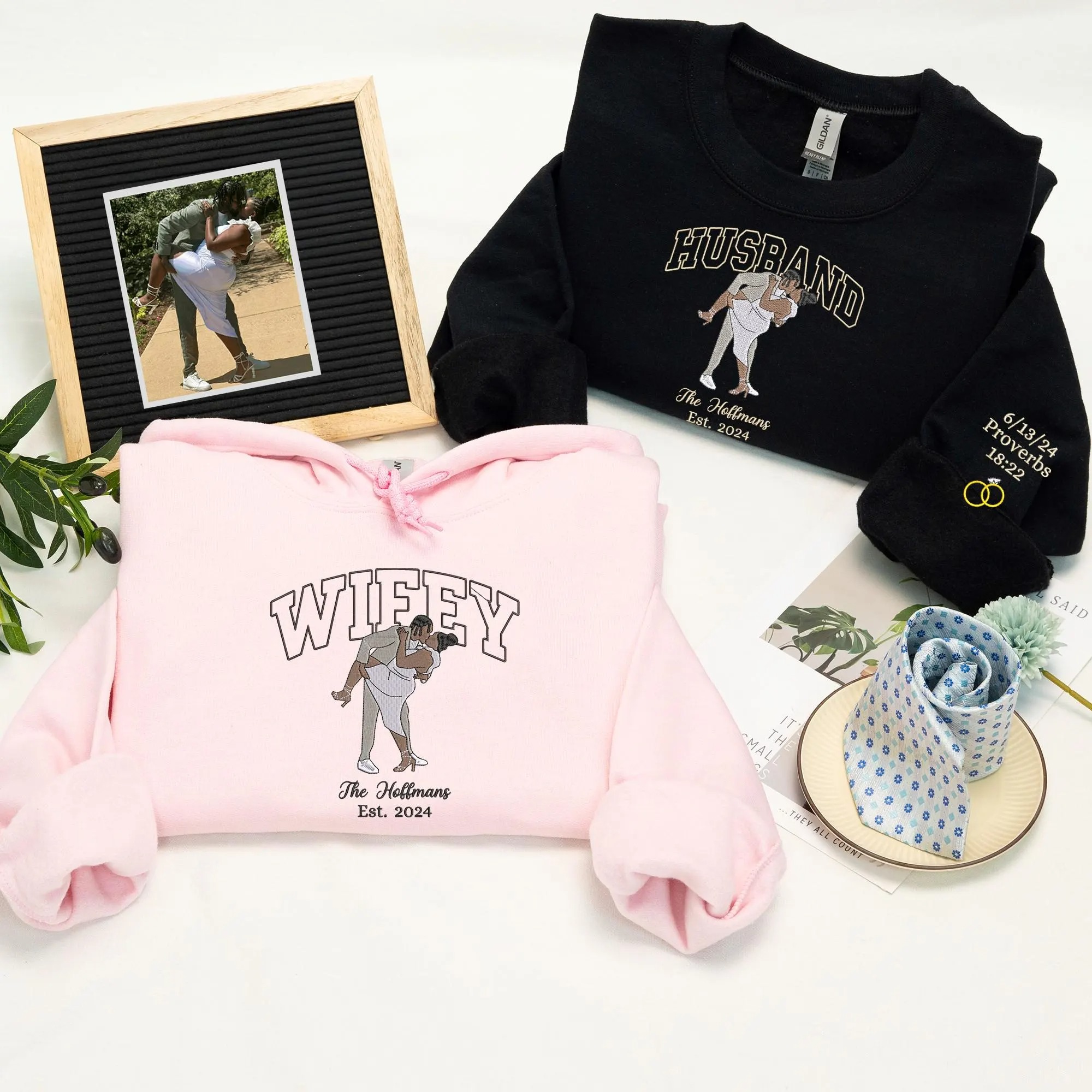 Forlovever Custom Wedding Photo Embroidered Sweatshirts – Perfect Gift For Your Wife Or Husband