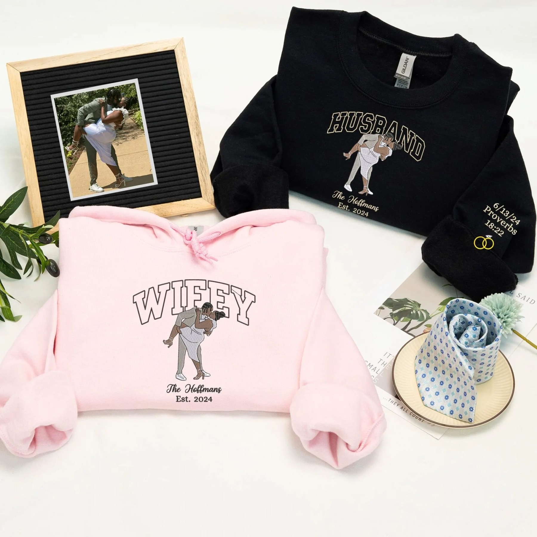 Forlovever Custom Wedding Photo Embroidered Sweatshirts – Perfect Gift For Your Wife Or Husband