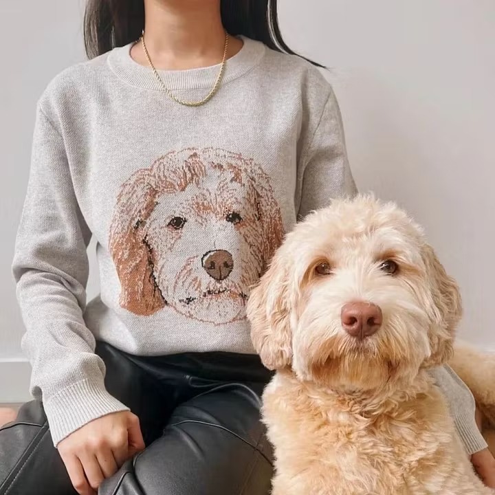 Personalized Pet Portrait Oversized Cozy Knit Sweater