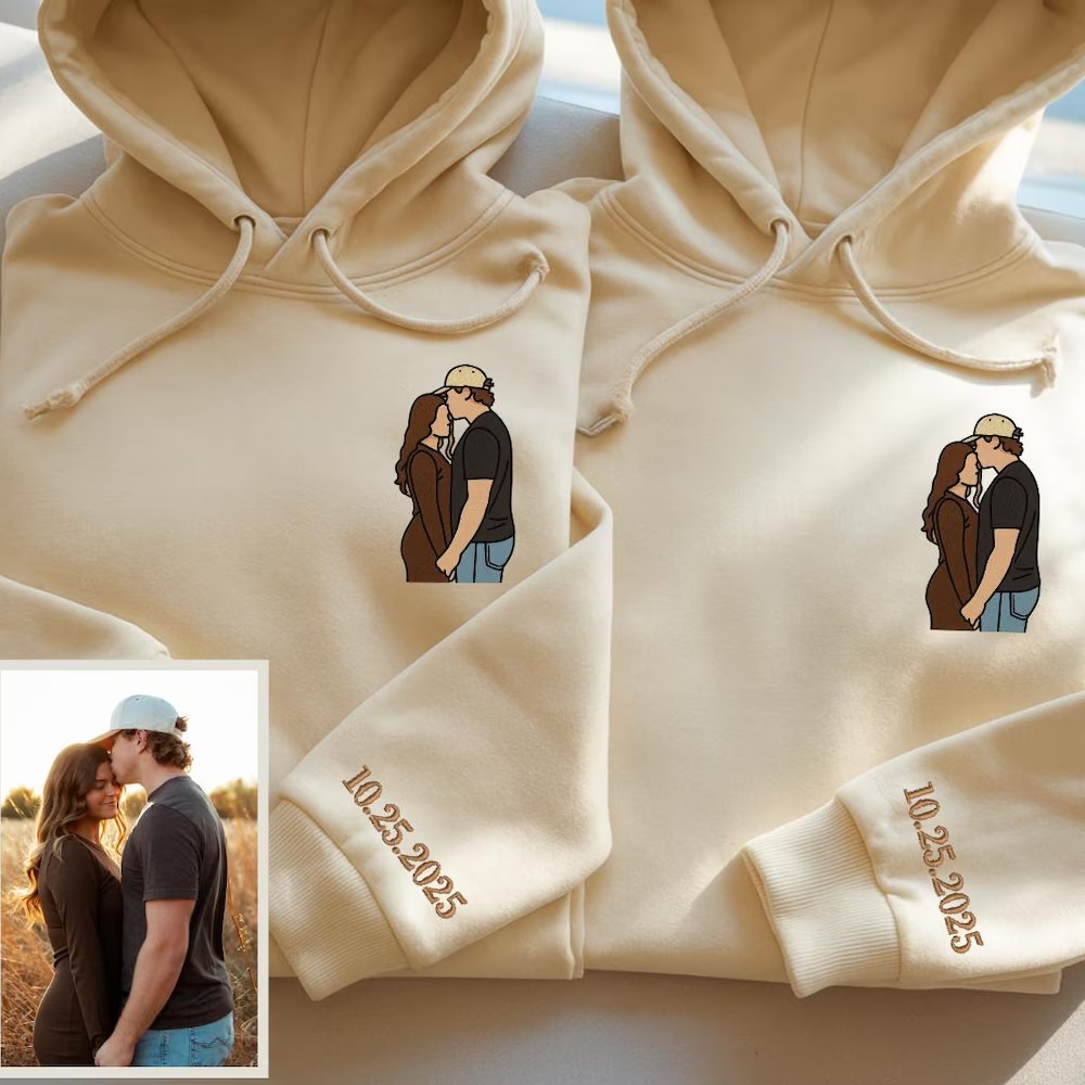Forlovever Custom Embroidered Portrait from Photo Sweatshirt