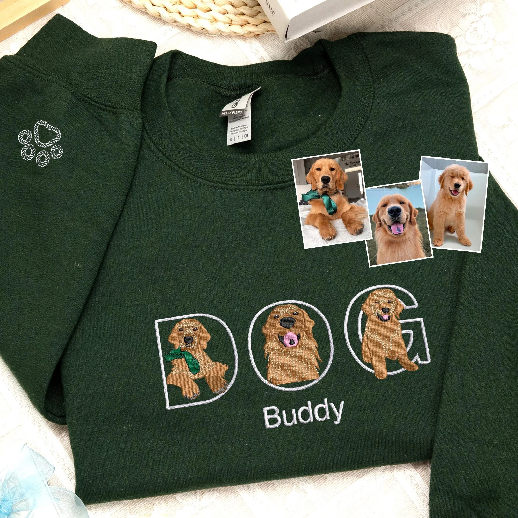 Custom Dog/pet Full-color Embroidered Sweatshirt With Photo - Pet Memorial Gift, Gift For pet lover-forlovever