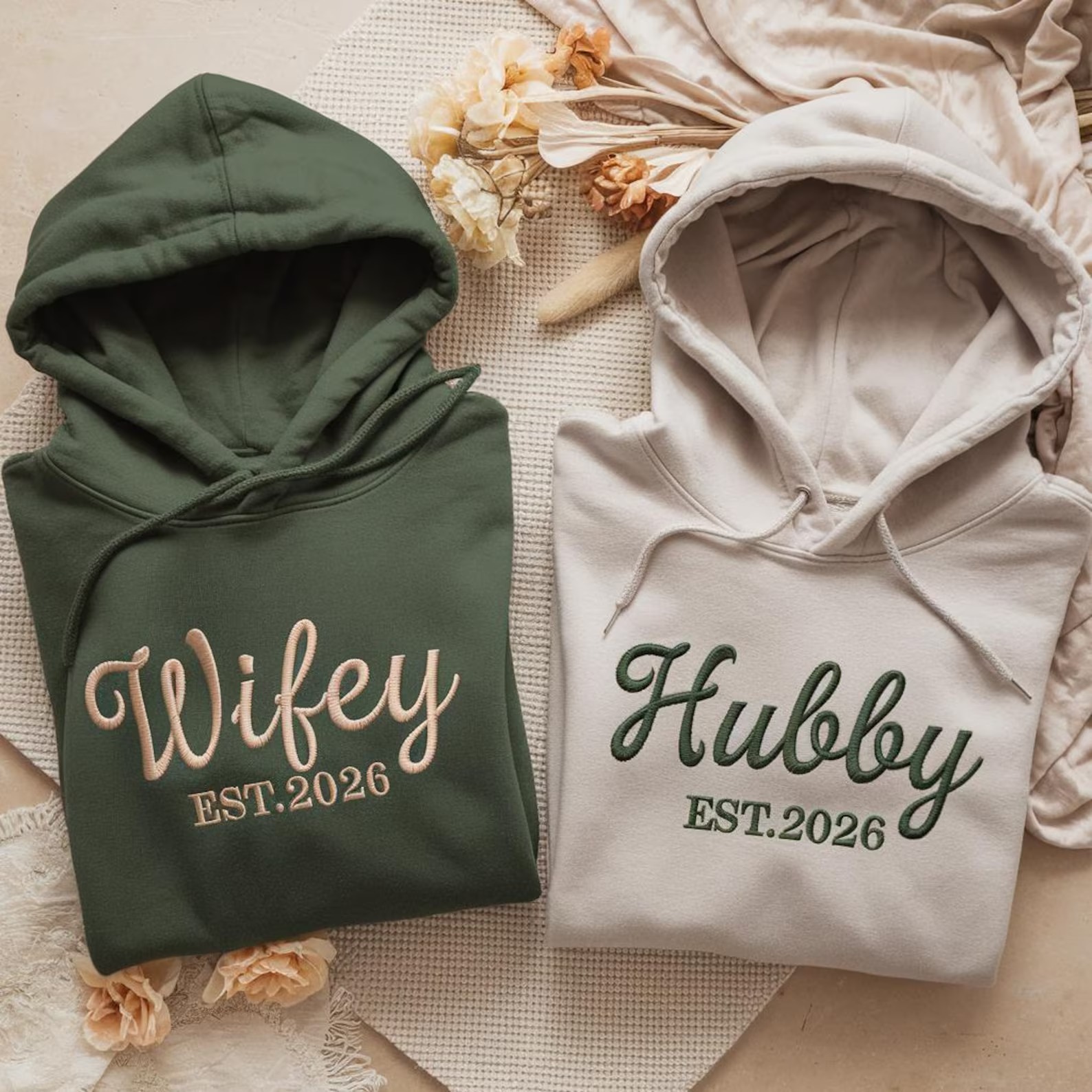 Custom Wifey and Hubby Hoodie Personalized Couples Matching Sweatshirt