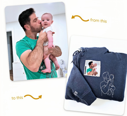 Custom embroidered photo portrait sweatshirt gift for dad, father's day