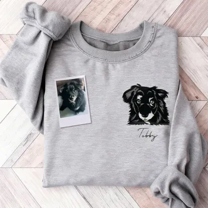 Custom Pet Portrait Embroidered Sweatshirt, Dog Lover Gift Idea