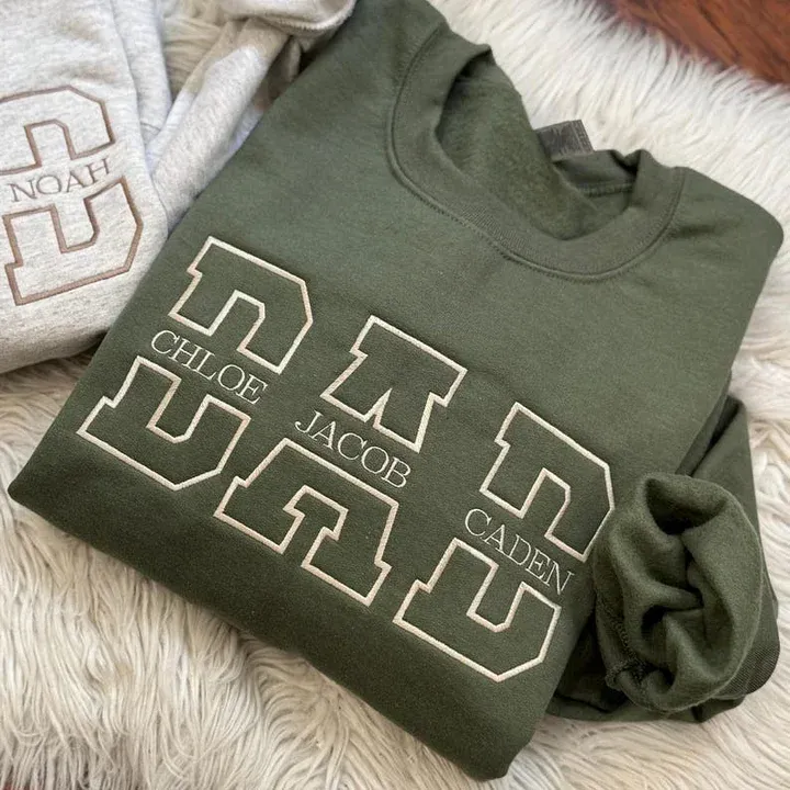 Personalised Dad Sweatshirt | Kids' Names Stitched Between Letters, Est. Year Father's Day Gift