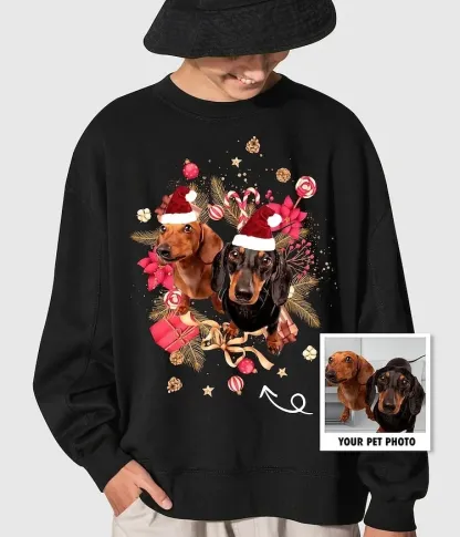Custom Pet Photo Print Christmas Sweatshirt, Hoodie, T-Shirt-forlovever