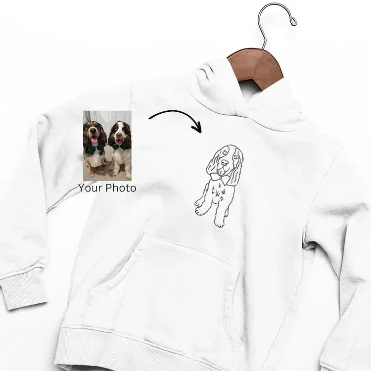Custom Angel Pet Photo Outline Embroidered Sweatshirt, Hoodie, T-Shirt