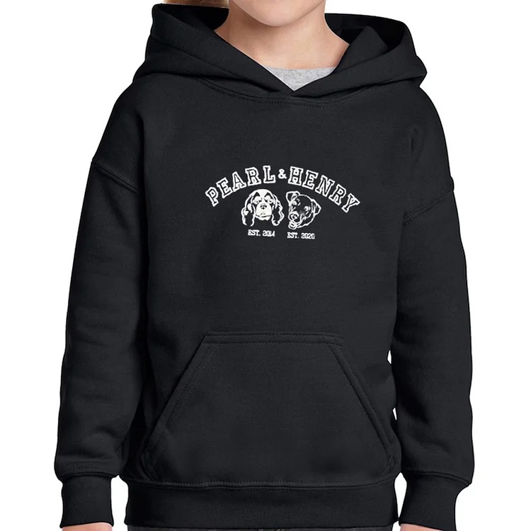 Personalized Pet Photo Embroidered Pet College Sweatshirt/Hoodie T-shirt For Kids Youth