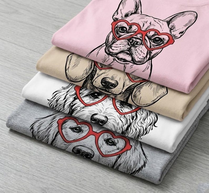 Custom Pet Valentine’s Day Sweatshirt - Personalized Dog/Cat Heart Glasses Graphic Sweats