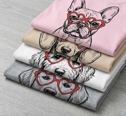 Custom Pet Valentine’s Day Sweatshirt - Personalized Dog/Cat Heart Glasses Graphic Sweats