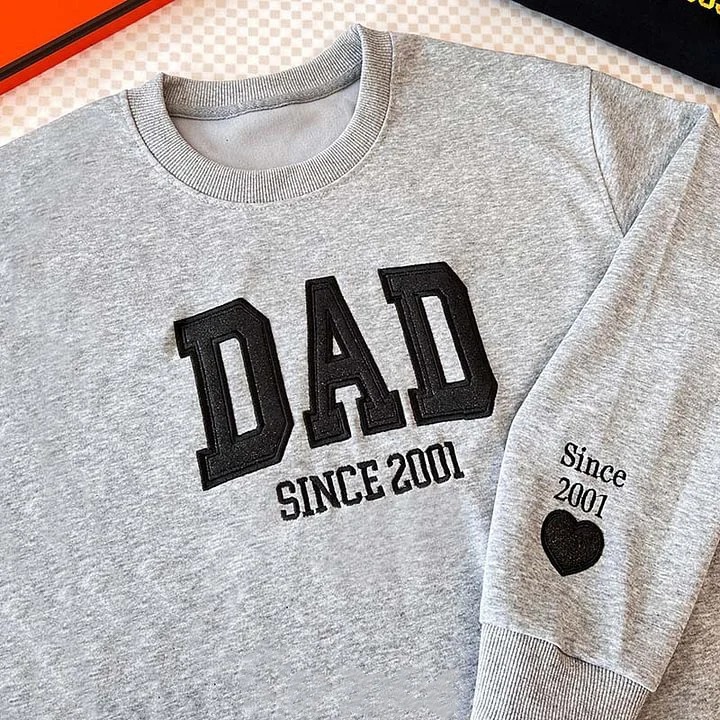 Custom Embroidered Glitter DAD T-shirt & Sweatshirt | Gift for Dad, Grandpa, Father's Day Gift