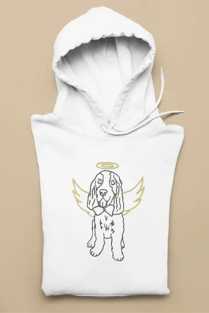 Custom Angel Pet Photo Outline Embroidered Sweatshirt, Hoodie, T-Shirt