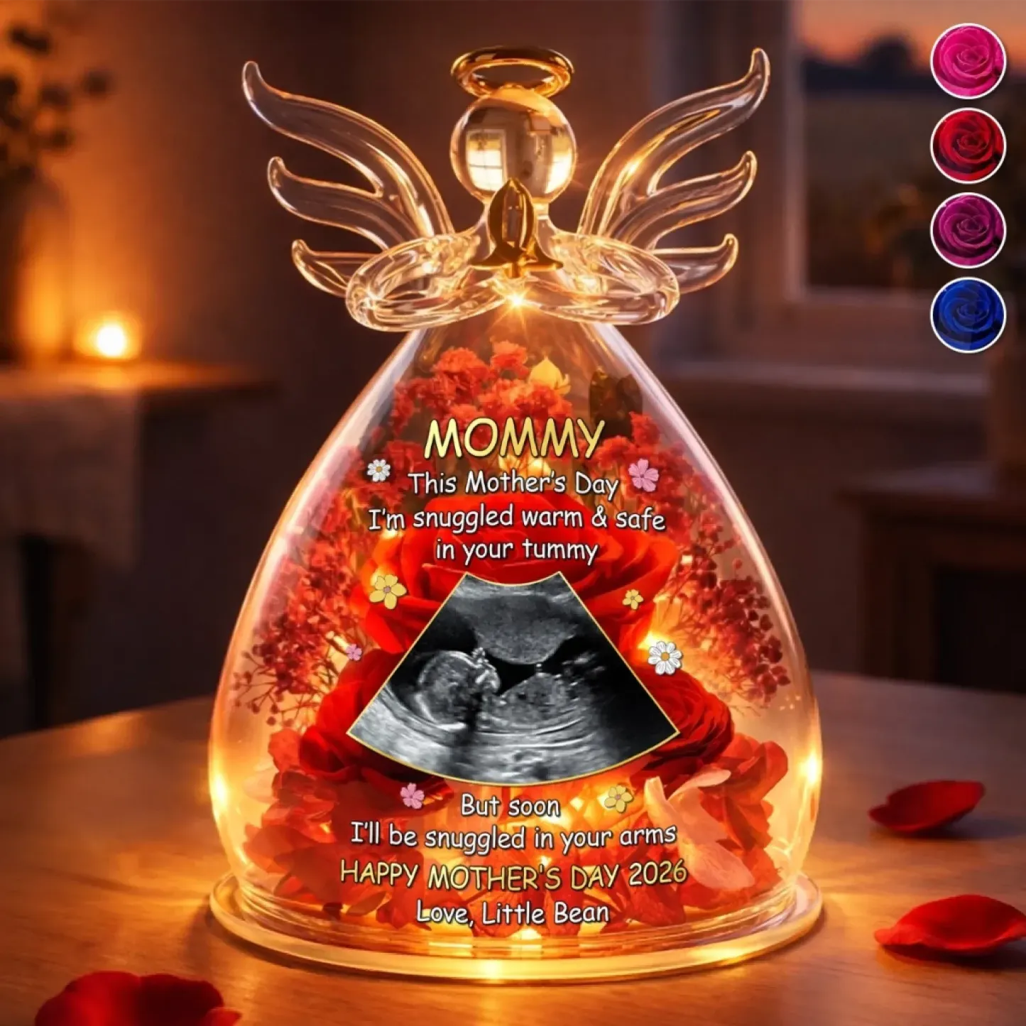 Ultrasoound Personalized Flower In Angel Figurines-Personalized Baby Shower, Gender Reveal Gifts For New Moms