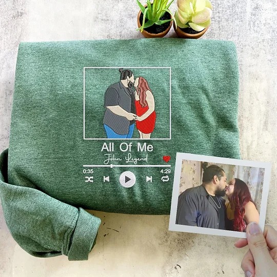 Sing Your Love – Personalized Embroidered Music Portrait Hoodies & Sweatshirts for Couples