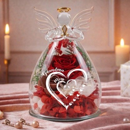 Mom Grandma Hearts Custom Kids' Names Personalized Flower In Angel Figurines-Mother's Day Gift