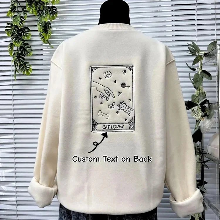 Custom Angel Cat Photo Outline Embroidered Sweatshirt, Hoodie, T-Shirt-forlovever