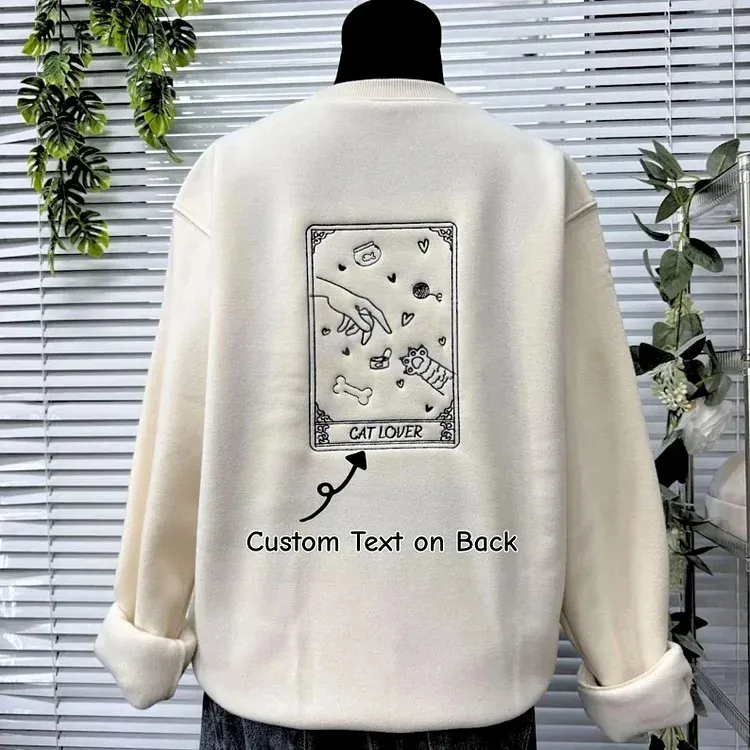 Custom Angel Cat Photo Outline Embroidered Sweatshirt, Hoodie, T-Shirt-forlovever
