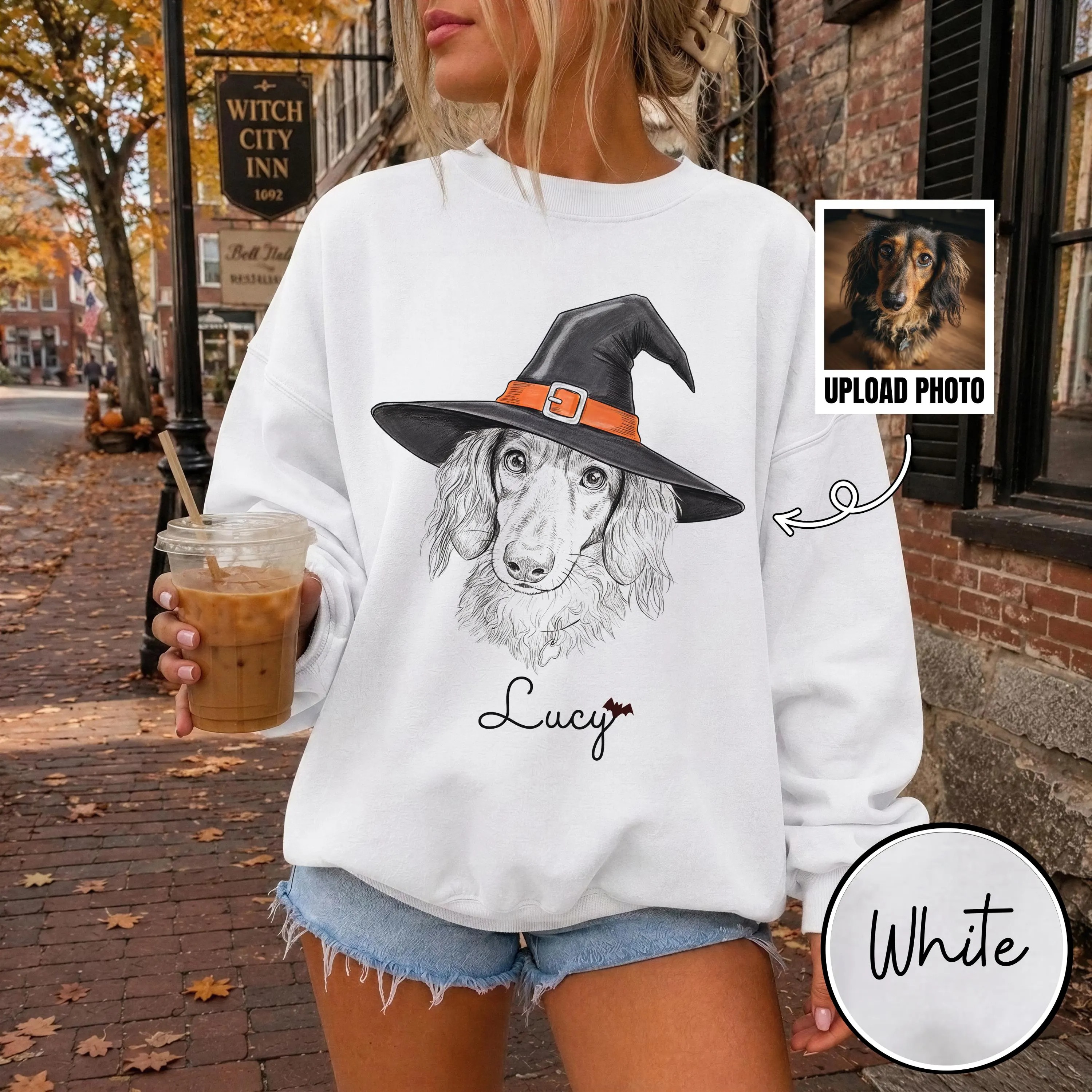 Personalized Halloween Pet Portrait Print Sweatshirt – Personalized Pet Halloween Gift for Pet Lovers