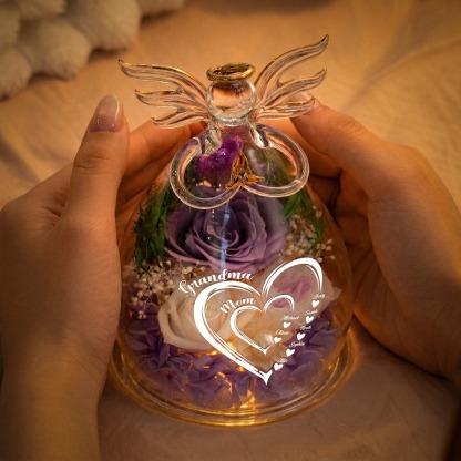 Mom Grandma Hearts Custom Kids' Names Personalized Flower In Angel Figurines-Mother's Day Gift