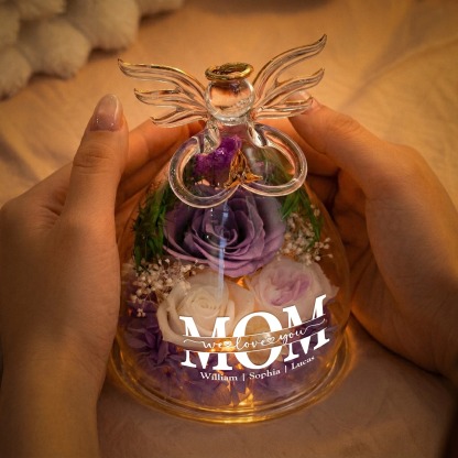 Personalized MOM Angel Figurine for Mom - Custom Flower & Message Mother's Day Gift