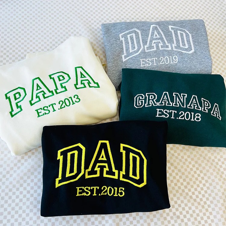 Personalized DAD MAMA Embroidered Sweatshirt Custom EST Year-Gift for Fathers Day, Mothers Day