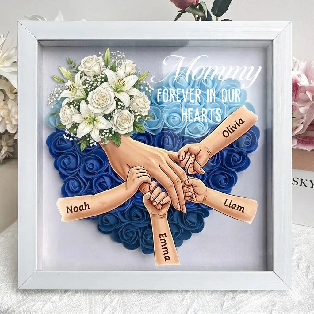 Forlovever™ “We’re Always With You” Personalized Memorial Shadow Box – Custom Mom Holding Hands Frame, Mother’s Day Remembrance Gift