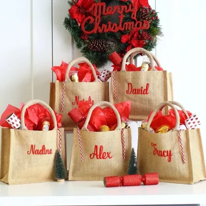 Personalised Luxury Embroidered Christmas Gift Party Bag