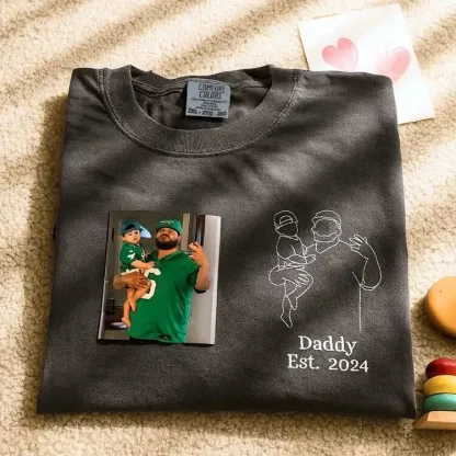 Custom embroidered photo portrait sweatshirt gift for dad, father's day