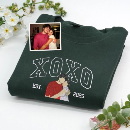 Custom XOXO Couple Embroidered Sweatshirt from Photo