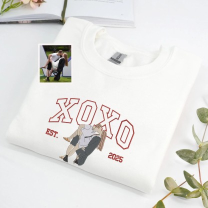 Custom XOXO Couple Embroidered Sweatshirt from Photo