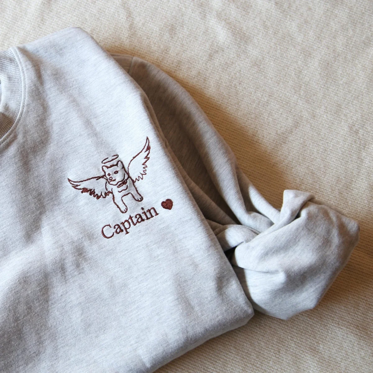 Custom Angel Pet Photo Full Body Outline Embroidery Sweatshirt, Hoodie, T-Shirt-forlovever