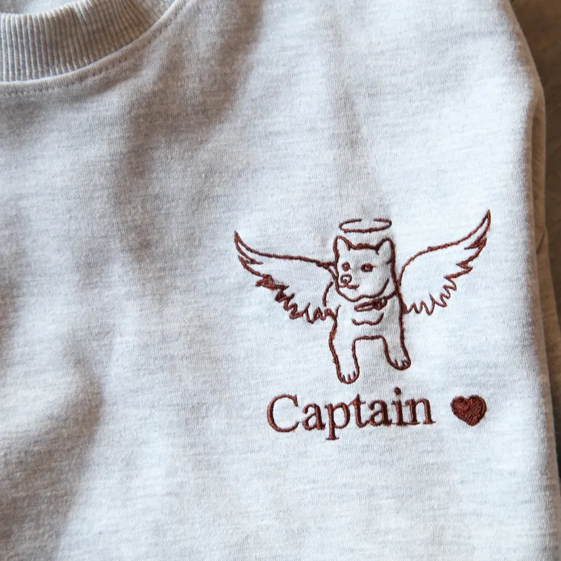 Custom Angel Pet Photo Full Body Outline Embroidery Sweatshirt, Hoodie, T-Shirt-forlovever