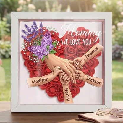 Forlovever™ Lavender Personalized Mom Holding Hands Shadow Box – Custom Name Remembrance Frame, Mother’s Day In Loving Memory Gift