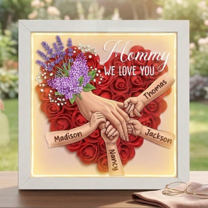 Forlovever™ Lavender Personalized Mom Holding Hands Shadow Box – Custom Name Remembrance Frame, Mother’s Day In Loving Memory Gift