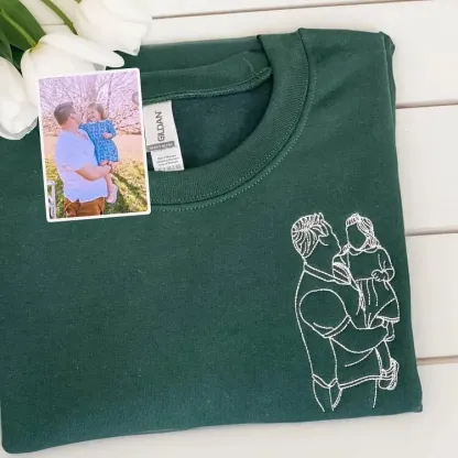 Custom embroidered photo portrait sweatshirt gift for dad, father's day