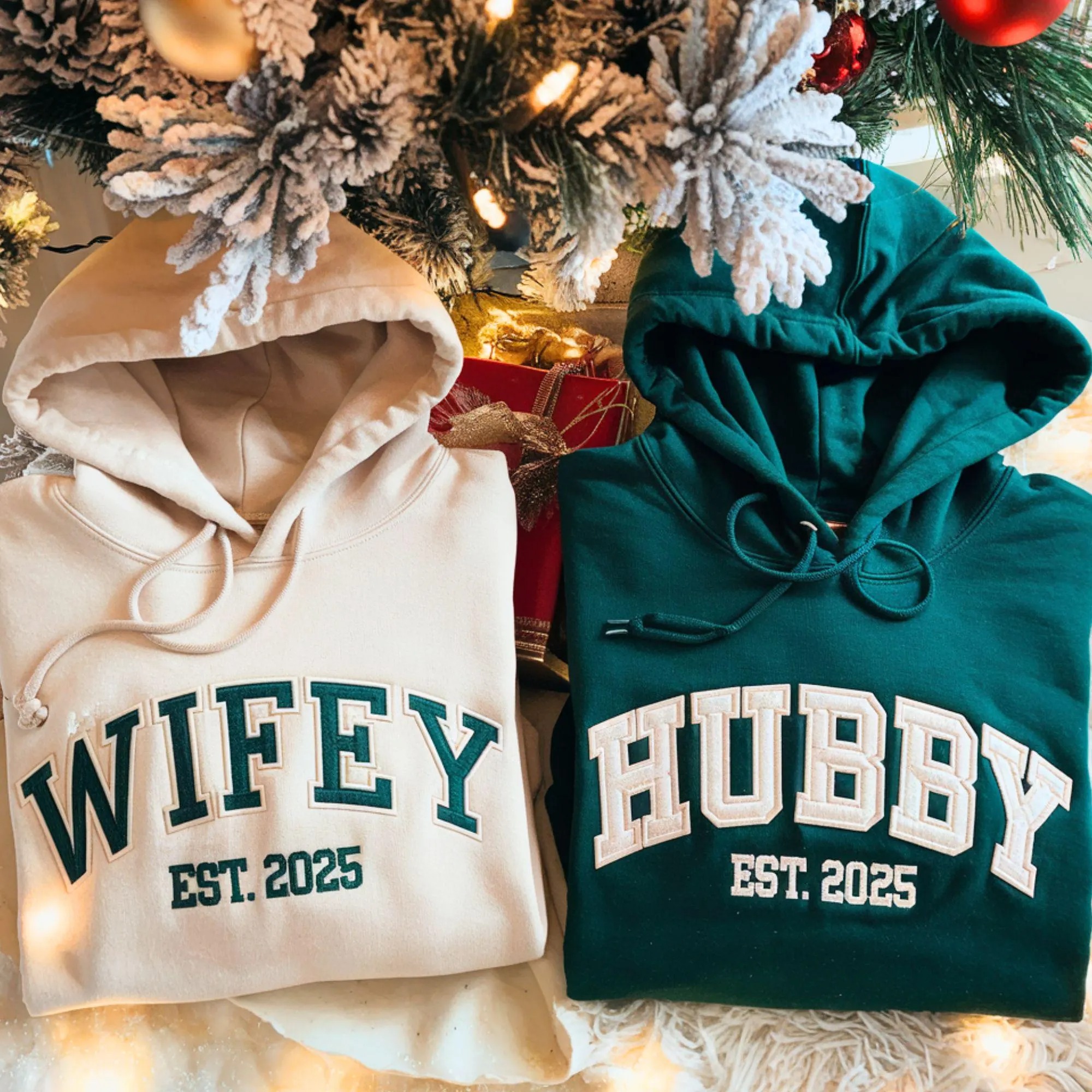 Custom Wifey and Hubby Appliqué Couple Hoodie