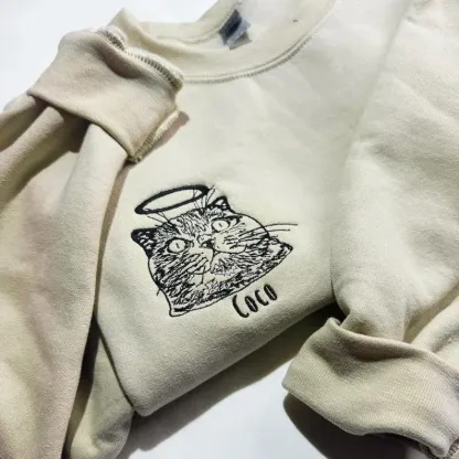 Custom Angel Pet Halo Outline Embroidered Sweatshirt, Hoodie, T-Shirt