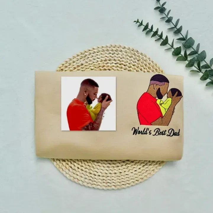 [Copy]Custom embroidered photo portrait sweatshirt gift for dad, father's day