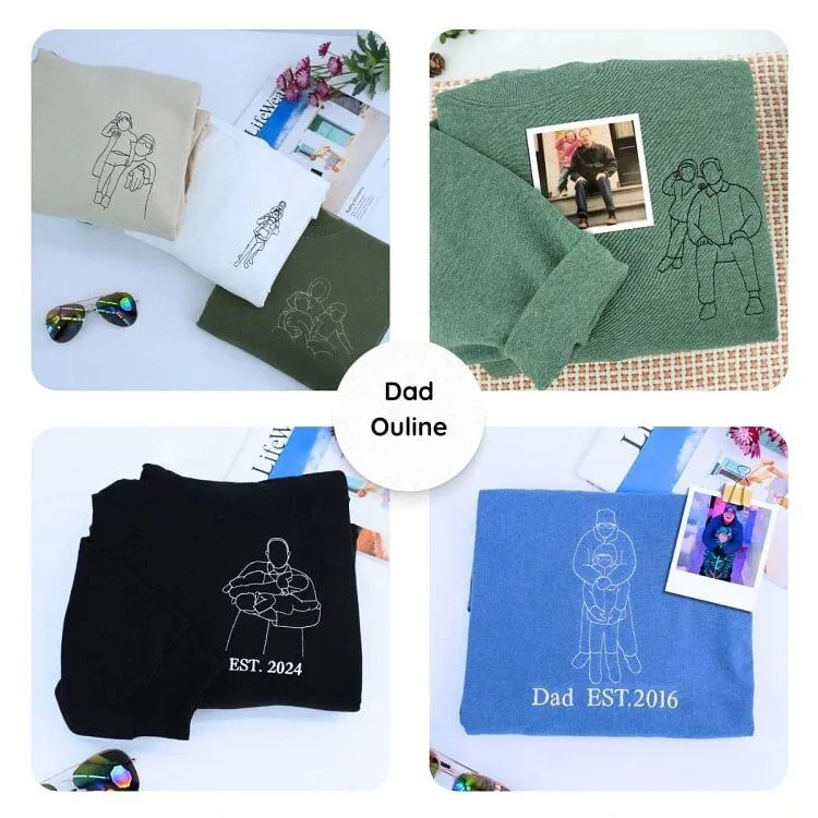Custom embroidered photo portrait sweatshirt gift for dad, father's day