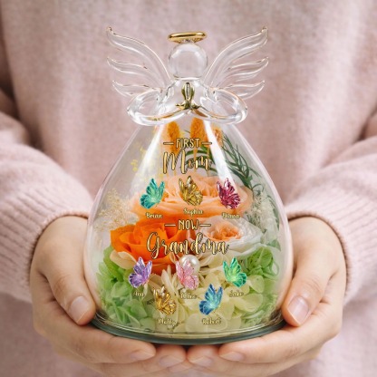 First Mom Now Grandma Personalized Flower In Angel Figurines-Mother's Day Gift